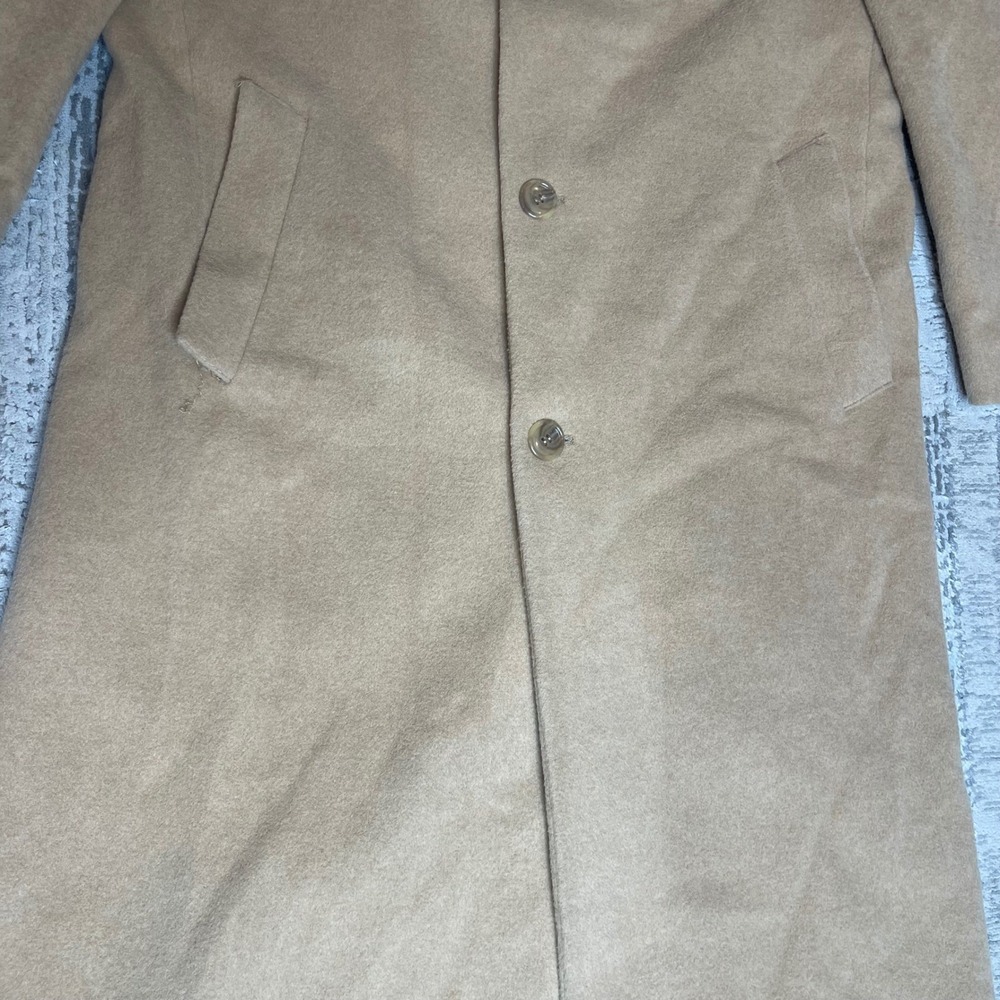 Vintage Lauren Ralph Lauren Coat Mens 100% Italy Camel Hair Long Trench Coat 40R - Picture 12 of 16